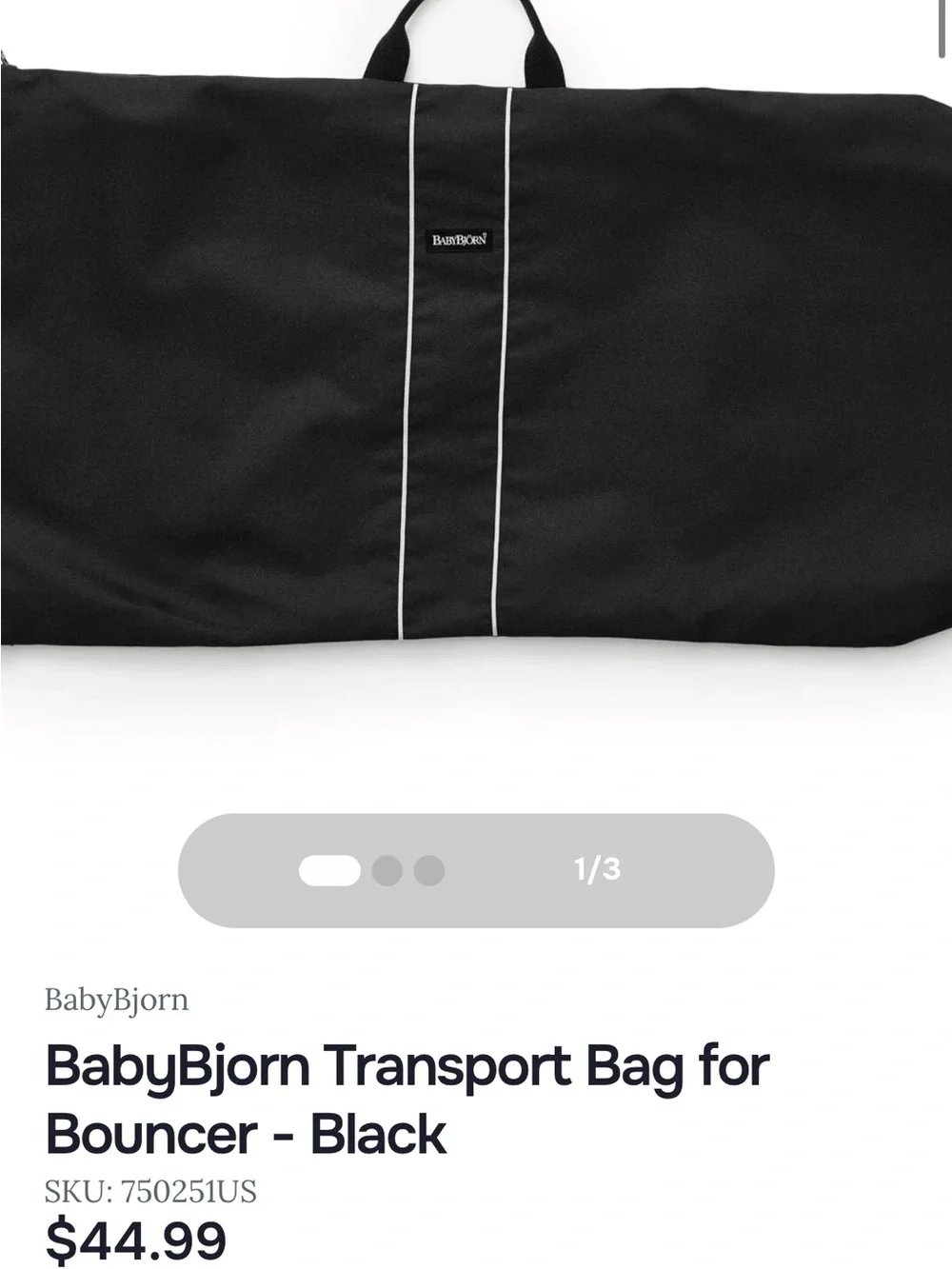BabyBjörn Black Transport Bag for Bouncer